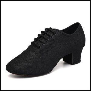Latin Dance Shoes Lace-Up Closed Toe Low Heel Salsa Practice Performance